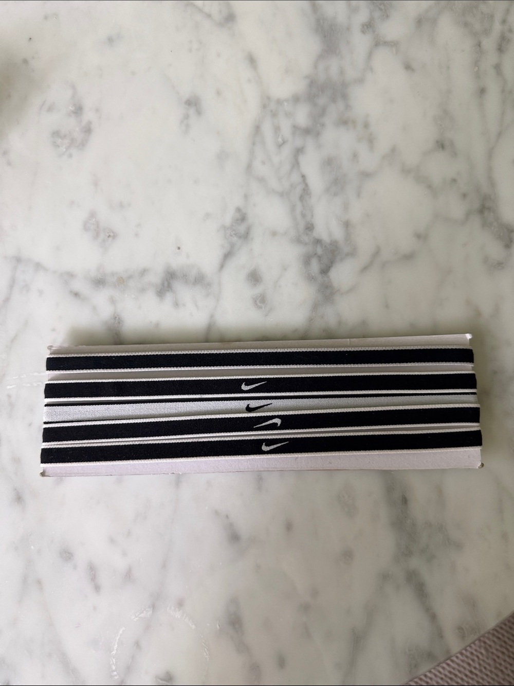 Nike Black and White Striped Elastic Headbands - 5 Pack